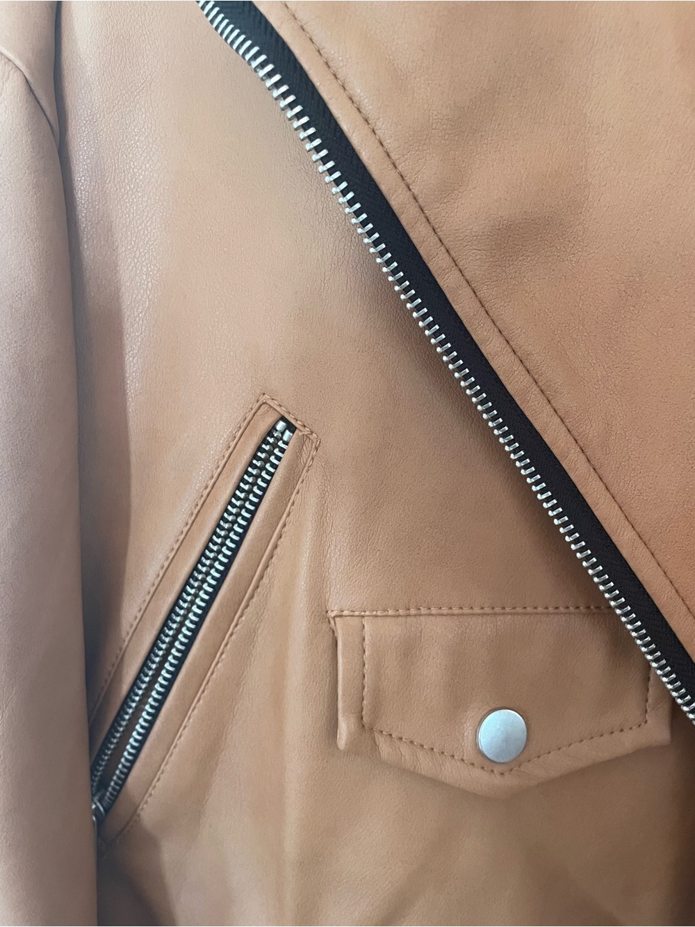 Avec Les Filles Caramel Faux Leather Moto Jacket - Picture 5 of 6